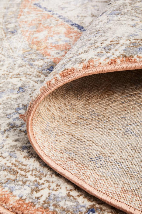 Zardab Peach Transitional Grid Contemporary Round Rug, Rugs, Ozark Home 