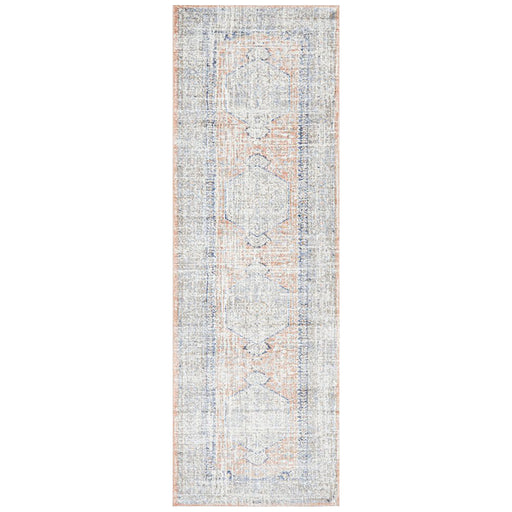 Malatya Peach Stonewashed Aztec Medallion Contemporary Runner Rug, Rugs, Ozark Home 