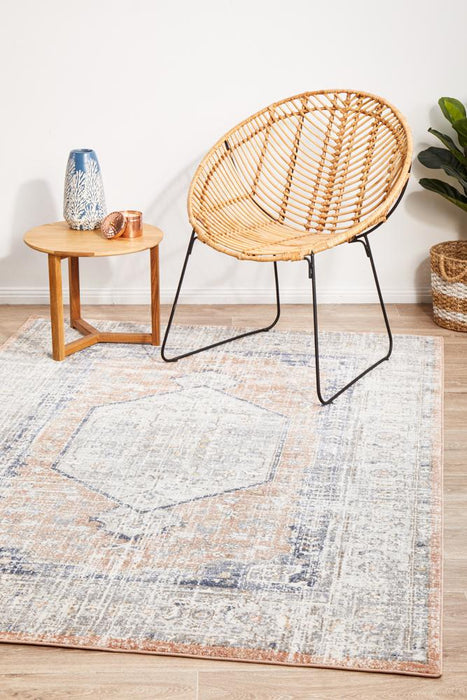 Zardab Peach Transitional Grid Contemporary Rug, Rugs, Ozark Home 