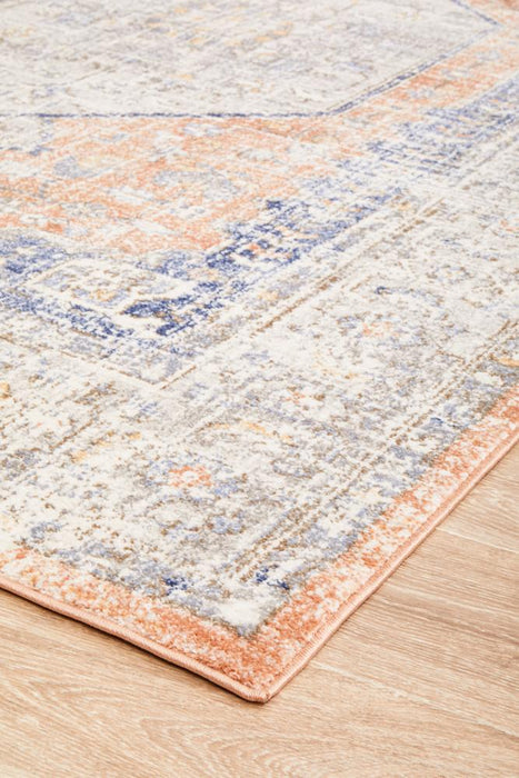 Malatya Peach Stonewashed Aztec Medallion Contemporary Rug, Rugs, Ozark Home 