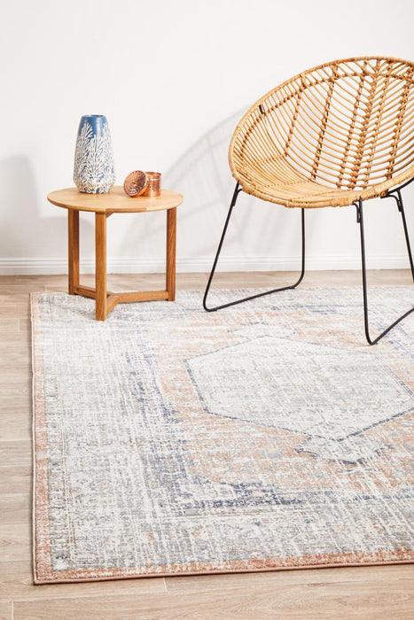 Zardab Peach Transitional Grid Contemporary Rug, Rugs, Ozark Home 