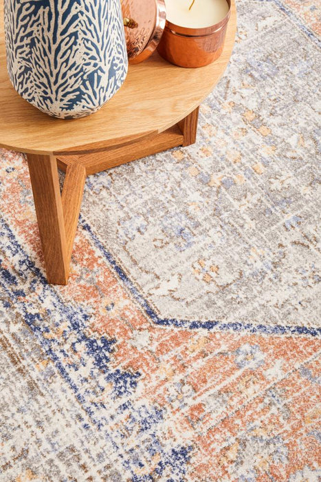 Malatya Peach Stonewashed Aztec Medallion Contemporary Rug, Rugs, Ozark Home 