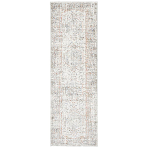 Malatya Silver Stonewashed Aztec Medallion Contemporary Runner Rug, Rugs, Ozark Home 