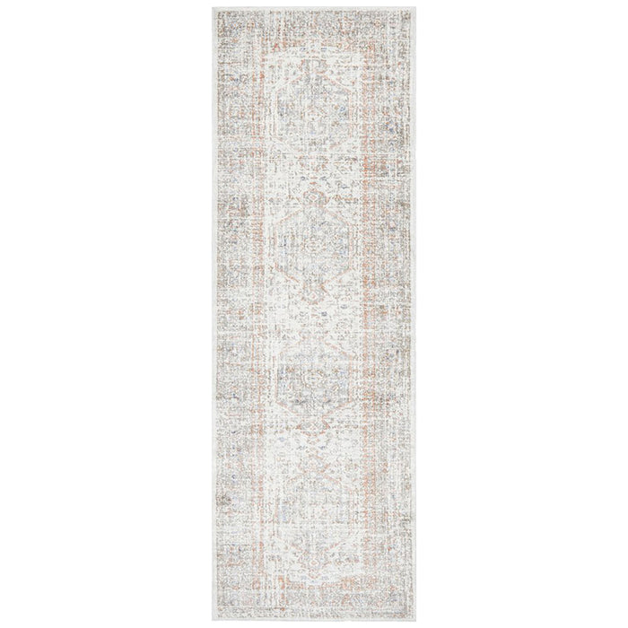 Malatya Silver Stonewashed Aztec Medallion Contemporary Runner Rug, Rugs, Ozark Home 