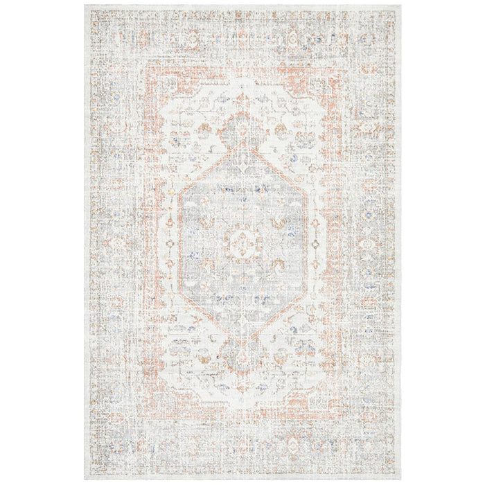 Malatya Silver Stonewashed Aztec Medallion Contemporary Rug, Rugs, Ozark Home 