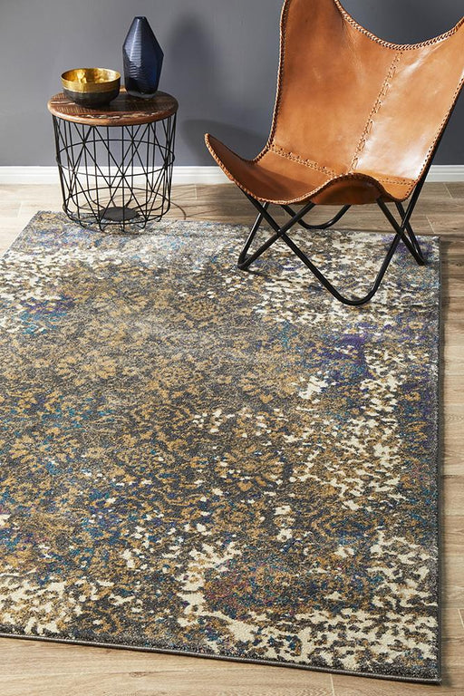 Mardin Blue & Grey Faded Transitional Motif Contemporary Indoor/Outdoor Rug, Rugs, Ozark Home 