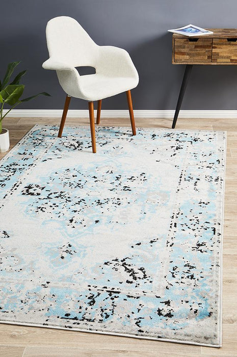 Meydan Blue & Grey Faded Transitional Medallion Contemporary Rug, Rugs, Ozark Home 