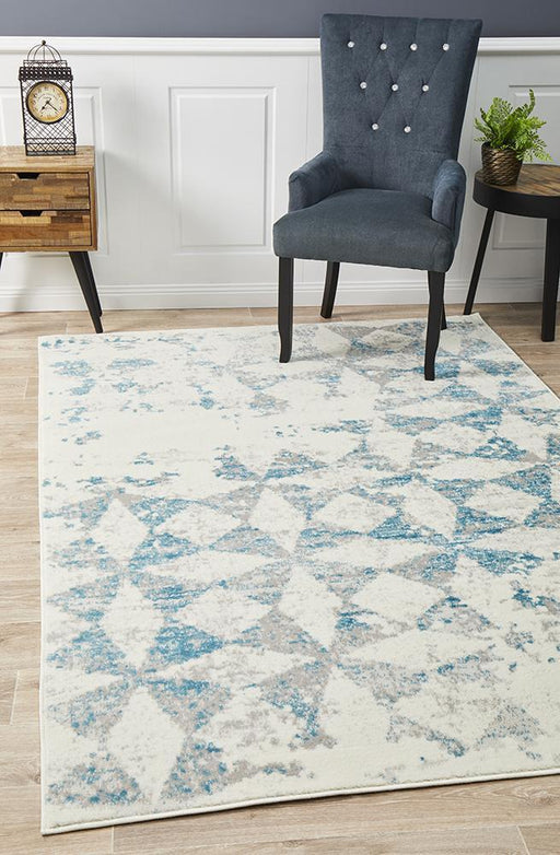 Meydan Blue Grey & White Stacked Diamond Contemporary Rug, Rugs, Ozark Home 