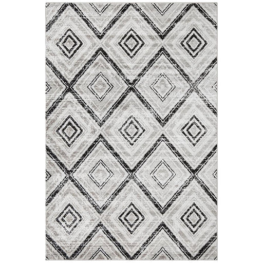 Meydan Grey & Black Geometric Diamonds Contemporary Rug, Rugs, Ozark Home 