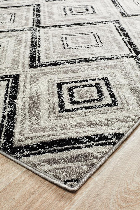 Meydan Grey & Black Geometric Diamonds Contemporary Rug, Rugs, Ozark Home 