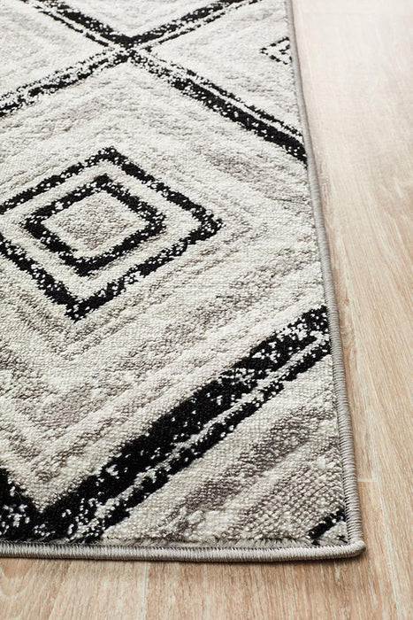 Meydan Grey & Black Geometric Diamonds Contemporary Rug, Rugs, Ozark Home 