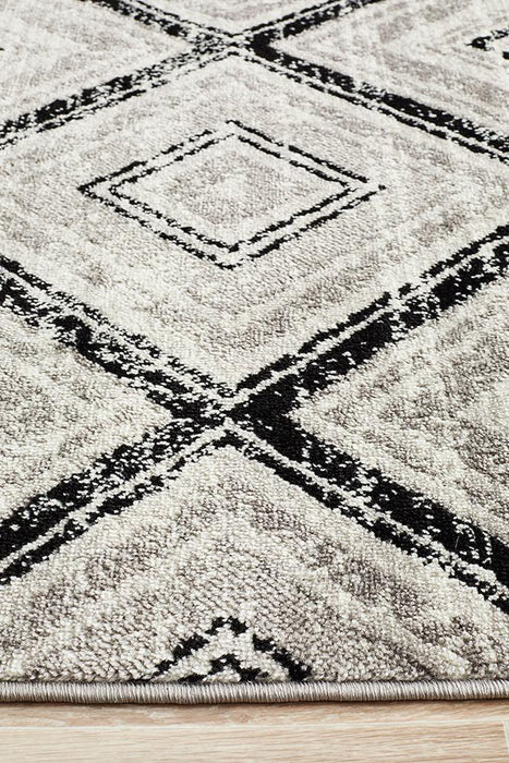 Meydan Grey & Black Geometric Diamonds Contemporary Rug, Rugs, Ozark Home 