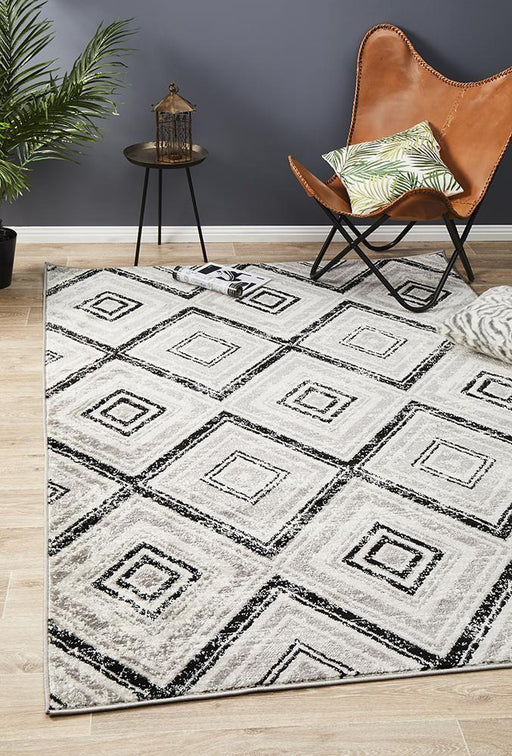 Meydan Grey & Black Geometric Diamonds Contemporary Rug, Rugs, Ozark Home 