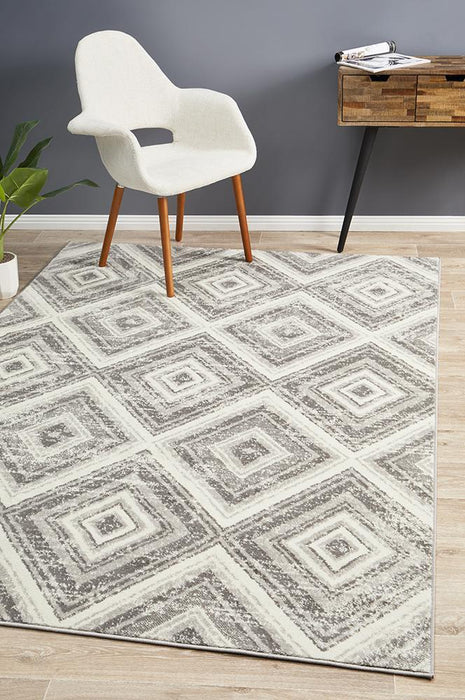 Meydan Grey & Silver Geometric Diamonds Contemporary Rug, Rugs, Ozark Home 