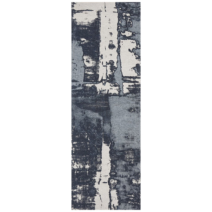 Manali Denim Abstract Paint Streak Contemporary Runner Rug, Rugs, Ozark Home 