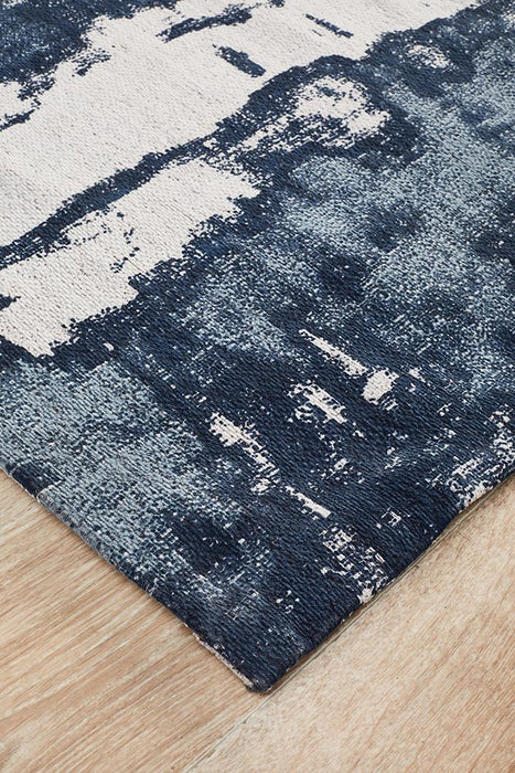 Manali Denim Abstract Paint Streak Contemporary Runner Rug, Rugs, Ozark Home 