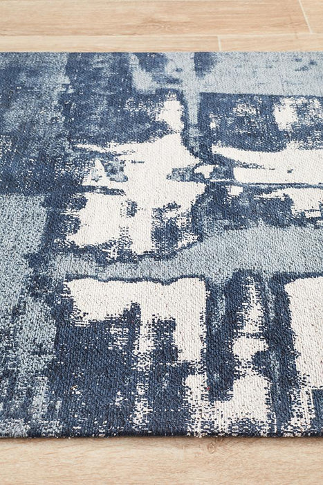 Manali Denim Abstract Paint Streak Contemporary Runner Rug, Rugs, Ozark Home 