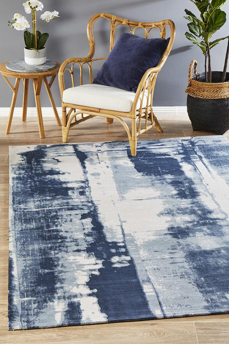 Manali Denim Abstract Paint Streak Contemporary Rug, Rugs, Ozark Home 