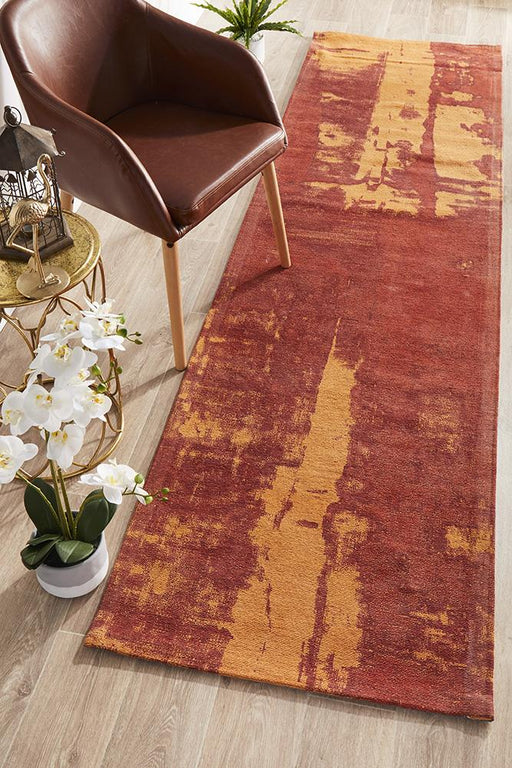 Manali Paprika Abstract Paint Streak Contemporary Runner Rug, Rugs, Ozark Home 