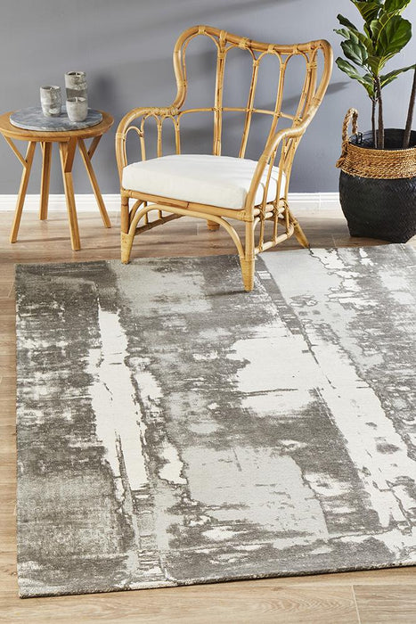 Manali Silver Abstract Paint Streak Contemporary Rug, Rugs, Ozark Home 