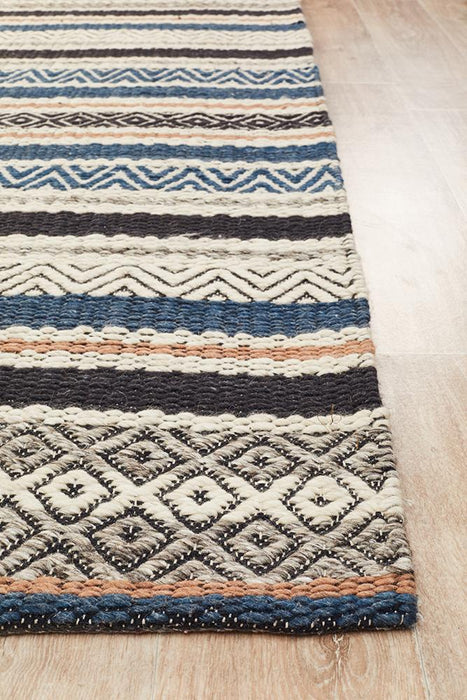 Madurai Denim Combined Pattern Flatwoven Contemporary Rug, Rugs, Ozark Home 