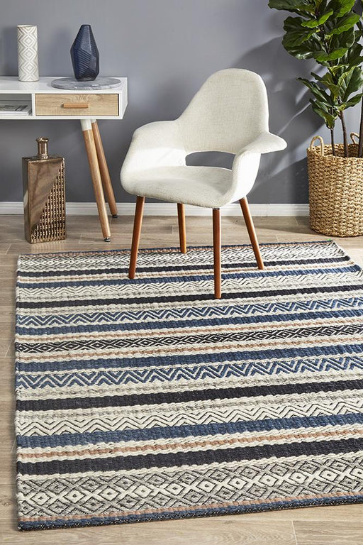 Madurai Denim Combined Pattern Flatwoven Contemporary Rug, Rugs, Ozark Home 