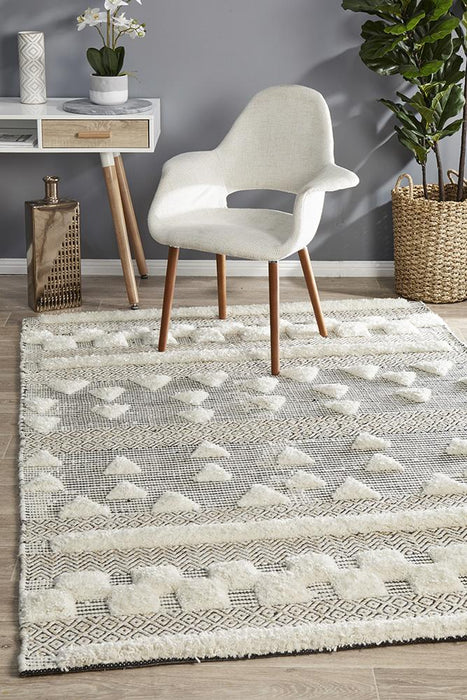 Madurai Ivory Hand Tufted Shape Flatwoven Contemporary Rug, Rugs, Ozark Home 