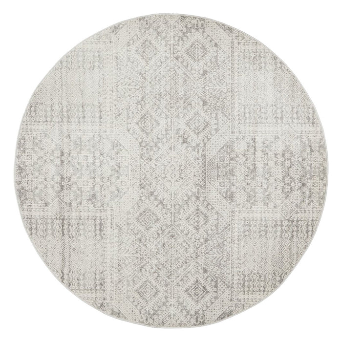 Serap Grey & Silver Round Zelda Contemporary Rug, Rugs, Ozark Home 