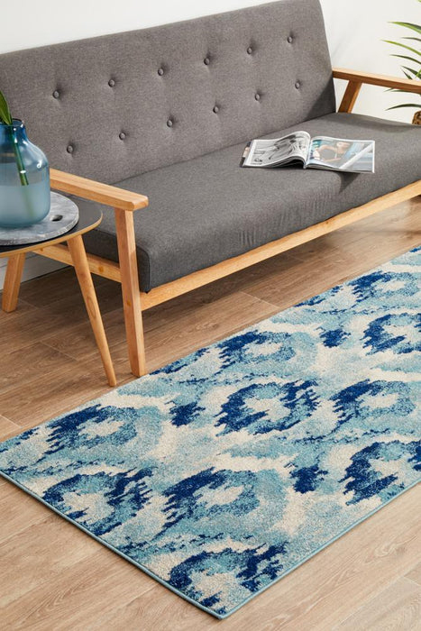 Serap Whimsical Blue Abstract Ocean Contemporary Runner Rug, Rugs, Ozark Home 