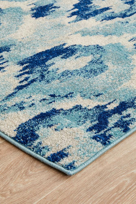 Serap Whimsical Blue Abstract Ocean Contemporary Runner Rug, Rugs, Ozark Home 