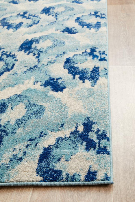 Serap Whimsical Blue Abstract Ocean Contemporary Runner Rug, Rugs, Ozark Home 