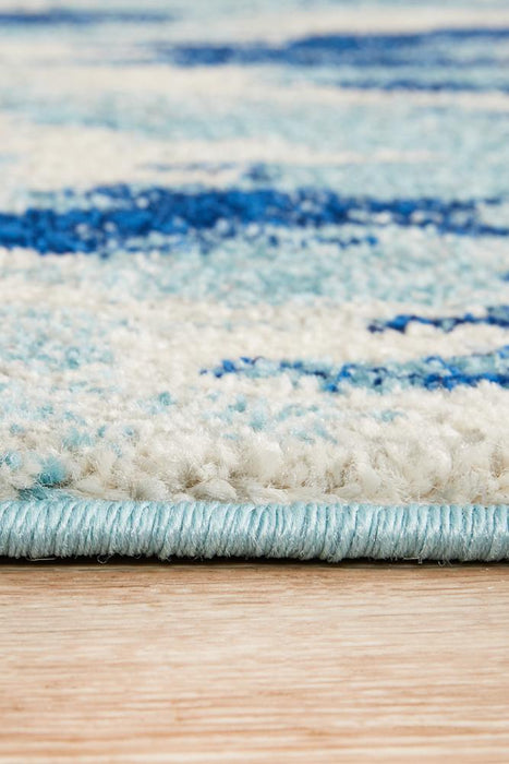 Serap Whimsical Blue Abstract Ocean Contemporary Runner Rug, Rugs, Ozark Home 