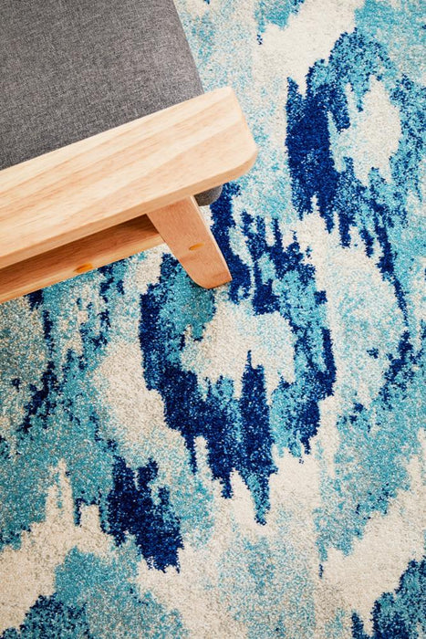 Serap Whimsical Blue Abstract Ocean Contemporary Runner Rug, Rugs, Ozark Home 