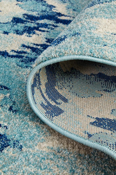 Serap Whimsical Blue Abstract Ocean Contemporary Runner Rug, Rugs, Ozark Home 