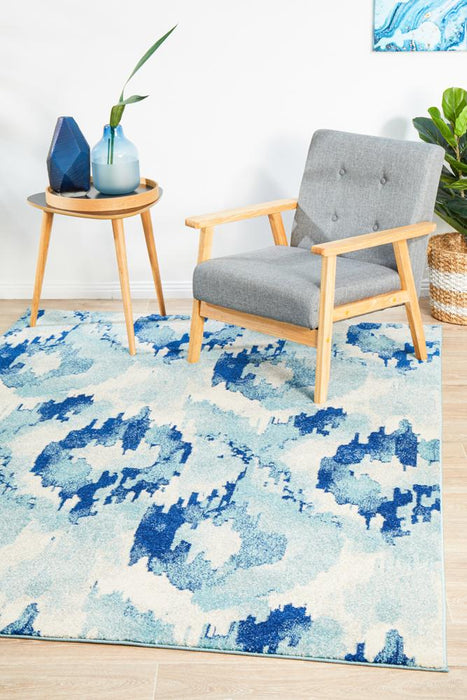 Serap Whimsical Blue Abstract Ocean Contemporary Rug, Rugs, Ozark Home 