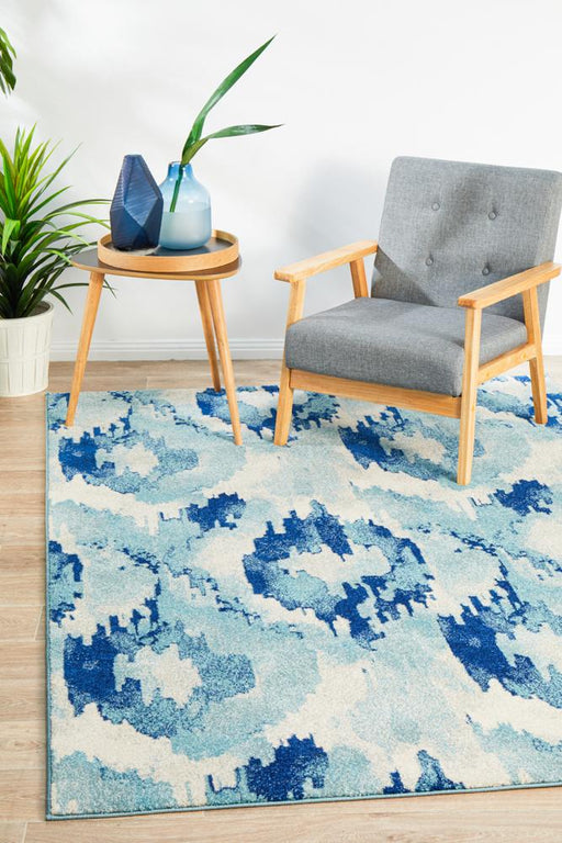 Serap Whimsical Blue Abstract Ocean Contemporary Rug, Rugs, Ozark Home 