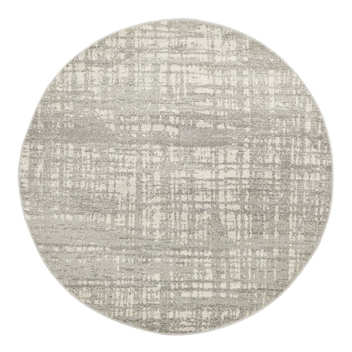 Serap Grey & Silver Round Abstract Crosshatch Contemporary Rug, Rugs, Ozark Home 