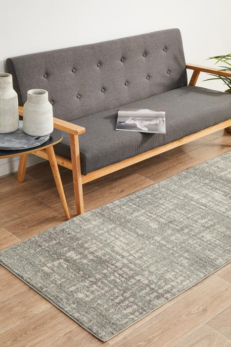 Serap Grey & Silver Abstract Crosshatch Contemporary Runner Rug, Rugs, Ozark Home 