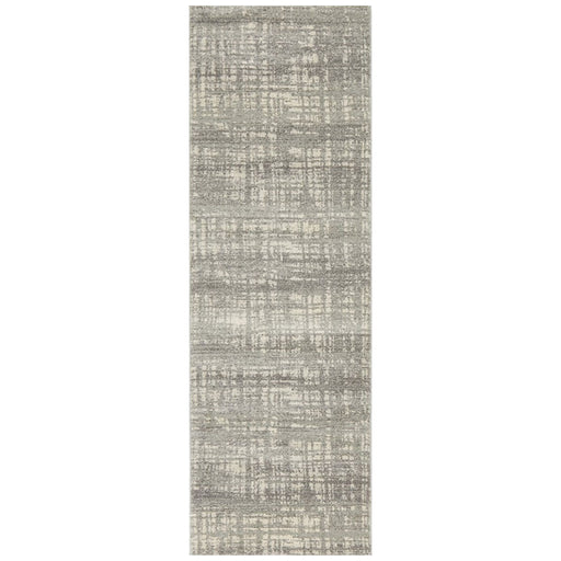 Serap Grey & Silver Abstract Crosshatch Contemporary Runner Rug, Rugs, Ozark Home 