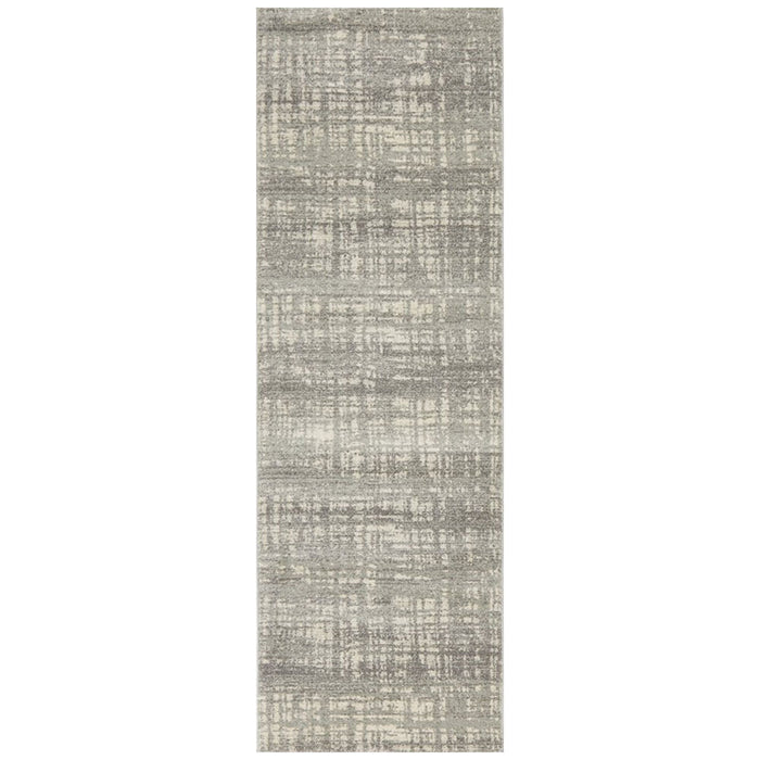 Serap Grey & Silver Abstract Crosshatch Contemporary Runner Rug, Rugs, Ozark Home 