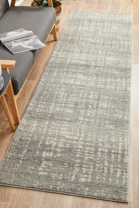 Serap Grey & Silver Abstract Crosshatch Contemporary Runner Rug, Rugs, Ozark Home 