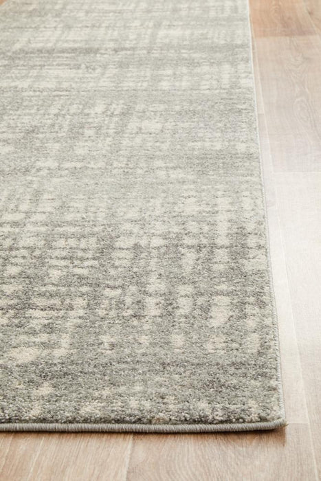 Serap Grey & Silver Abstract Crosshatch Contemporary Runner Rug, Rugs, Ozark Home 