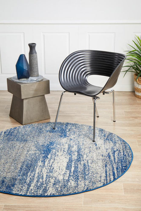 Serap Grey & Blue Round Dunescape Contemporary Rug, Rugs, Ozark Home 