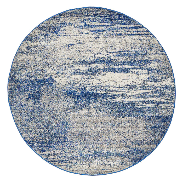 Serap Grey & Blue Round Dunescape Contemporary Rug, Rugs, Ozark Home 