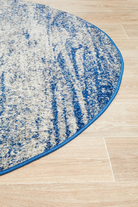 Serap Grey & Blue Round Dunescape Contemporary Rug, Rugs, Ozark Home 