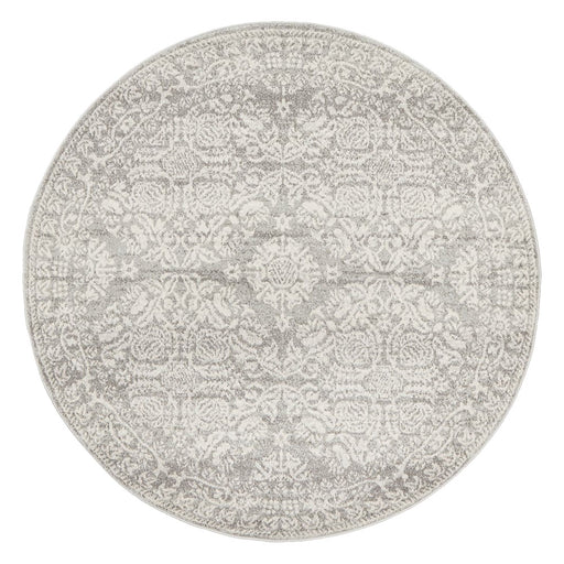 Serap Silver Round Transitional Medallion Contemporary Rug, Rugs, Ozark Home 