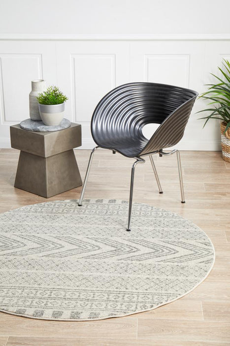 Serap Grey Round Combined Tribal Pattern Contemporary Rug, Rugs, Ozark Home 