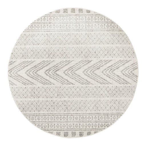 Serap Grey Round Combined Tribal Pattern Contemporary Rug, Rugs, Ozark Home 