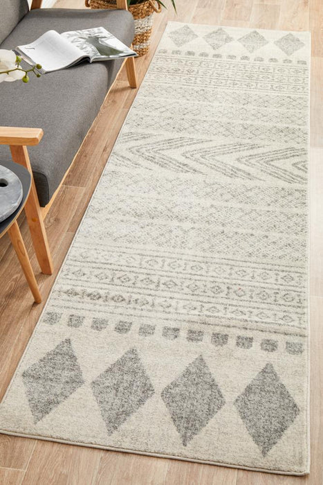 Serap Grey Combined Tribal Pattern Contemporary Runner Rug, Rugs, Ozark Home 