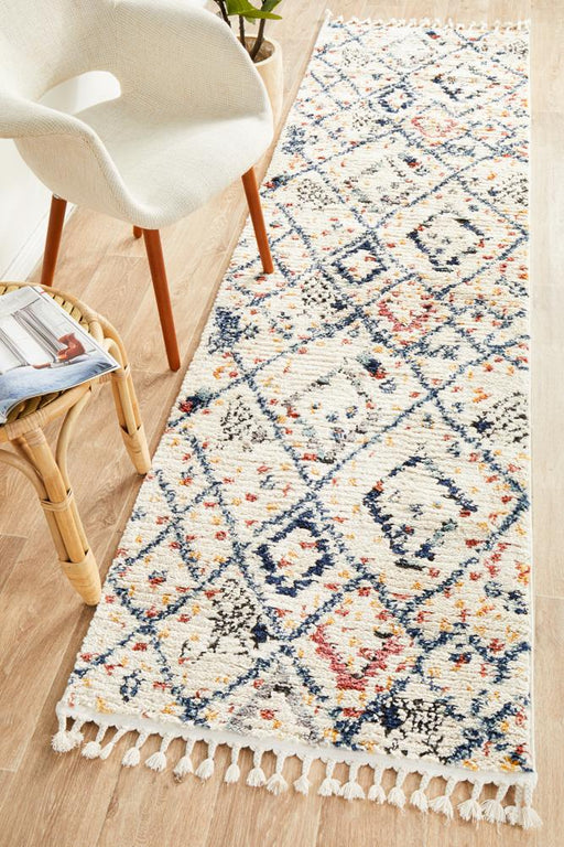 Mersin White Morroccan Diamond Contemporary Runner Rug, Rugs, Ozark Home 